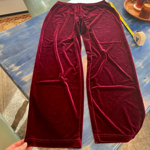 Vintage Always Caroline jimelliot.com Deep Burgundy Velour Pants /Large 30”waist - Picture 1 of 9